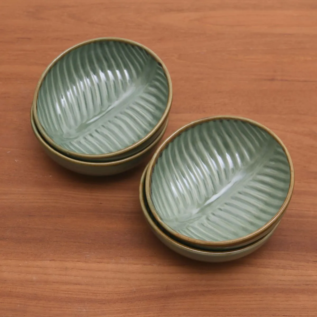 Novica Banana Vibes Ceramic Dessert Bowls (Set Of 4)