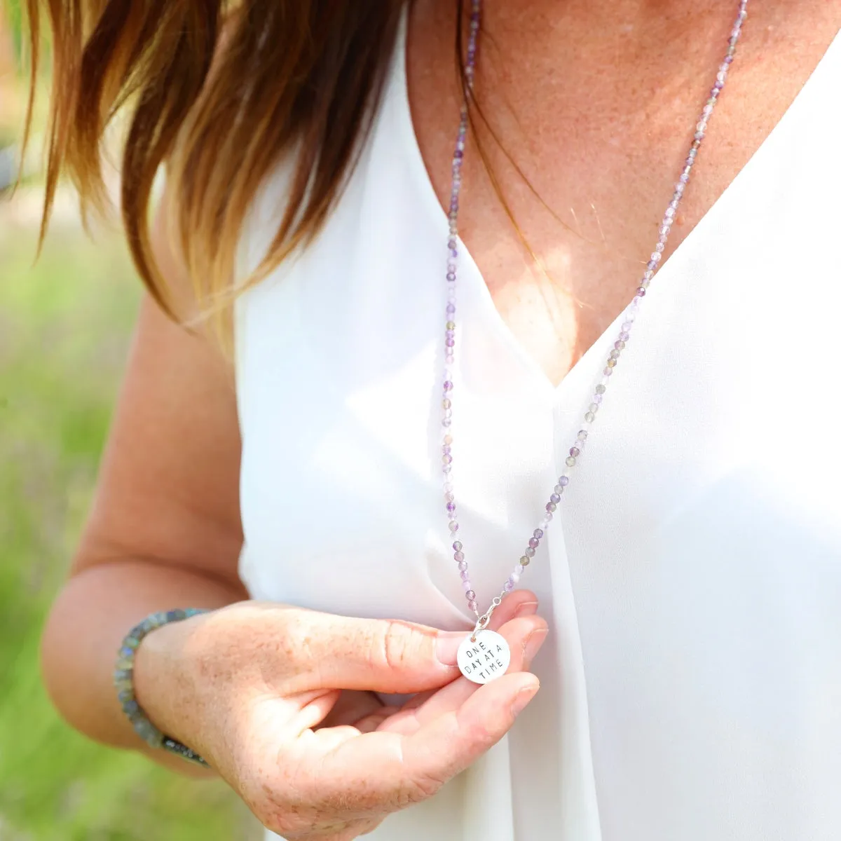 One Day at a Time - Inspirational Amethyst Bracelet and Wrap Trio