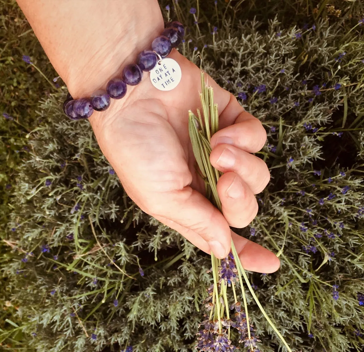 One Day at a Time - Inspirational Amethyst Bracelet and Wrap Trio