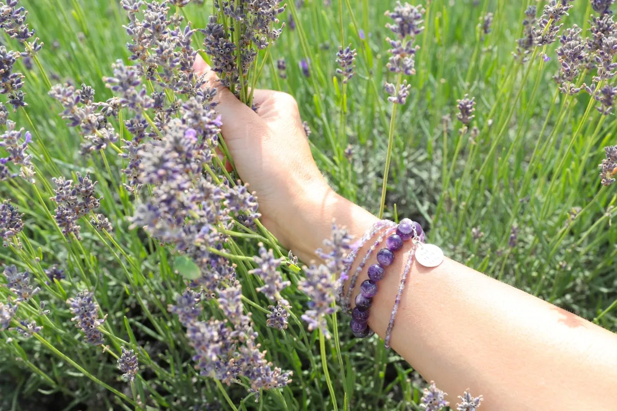 One Day at a Time - Inspirational Amethyst Bracelet and Wrap Trio