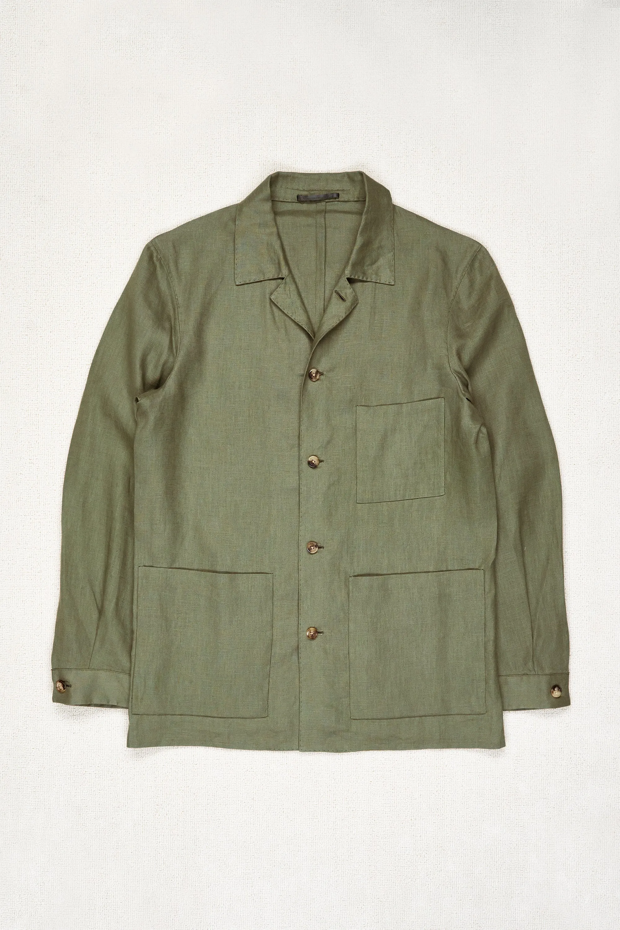 P. Johnson Army Green Linen Shirt Jacket