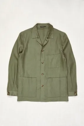 P. Johnson Army Green Linen Shirt Jacket