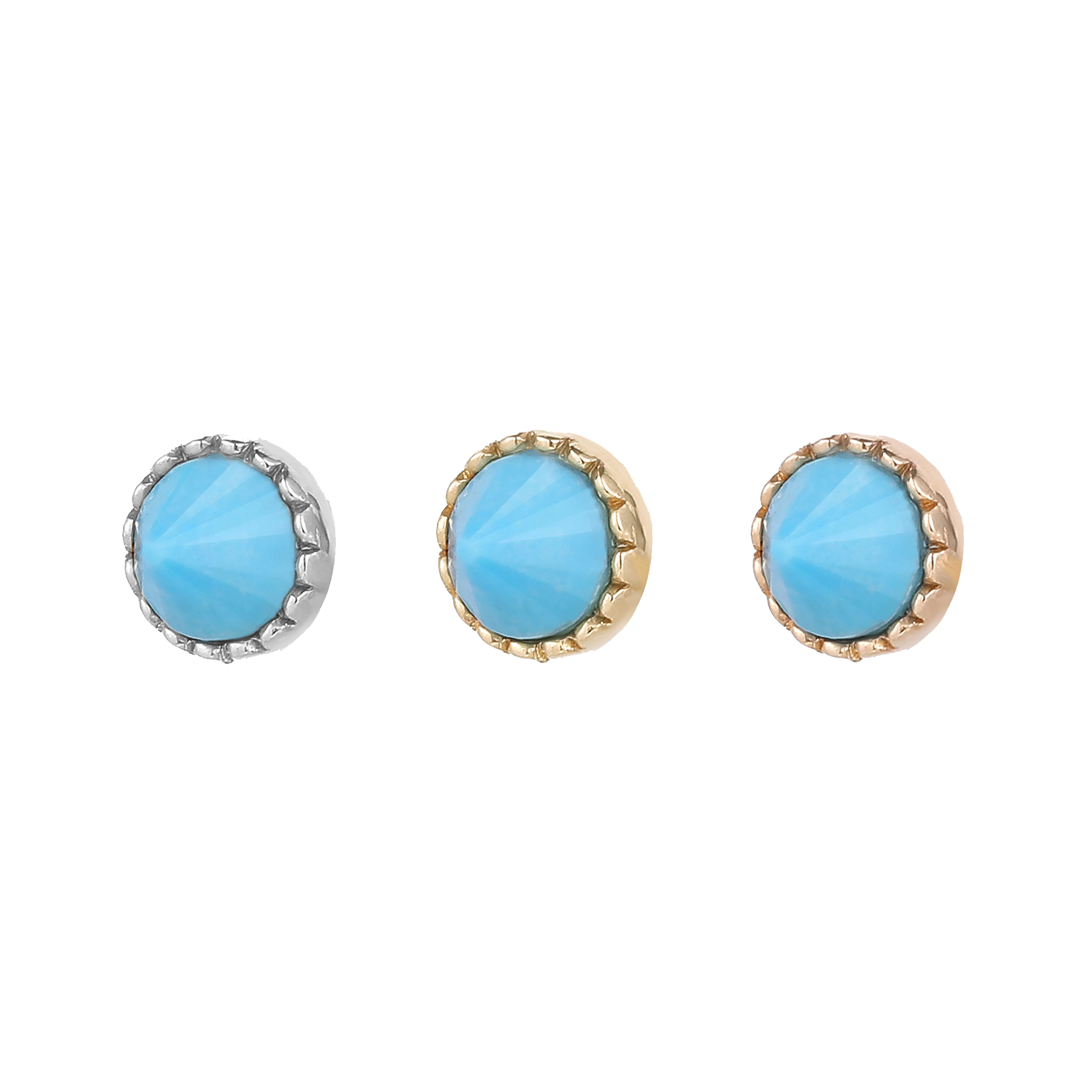 Round Accent Bezel Reverse Set - Turquoise - Threadless End