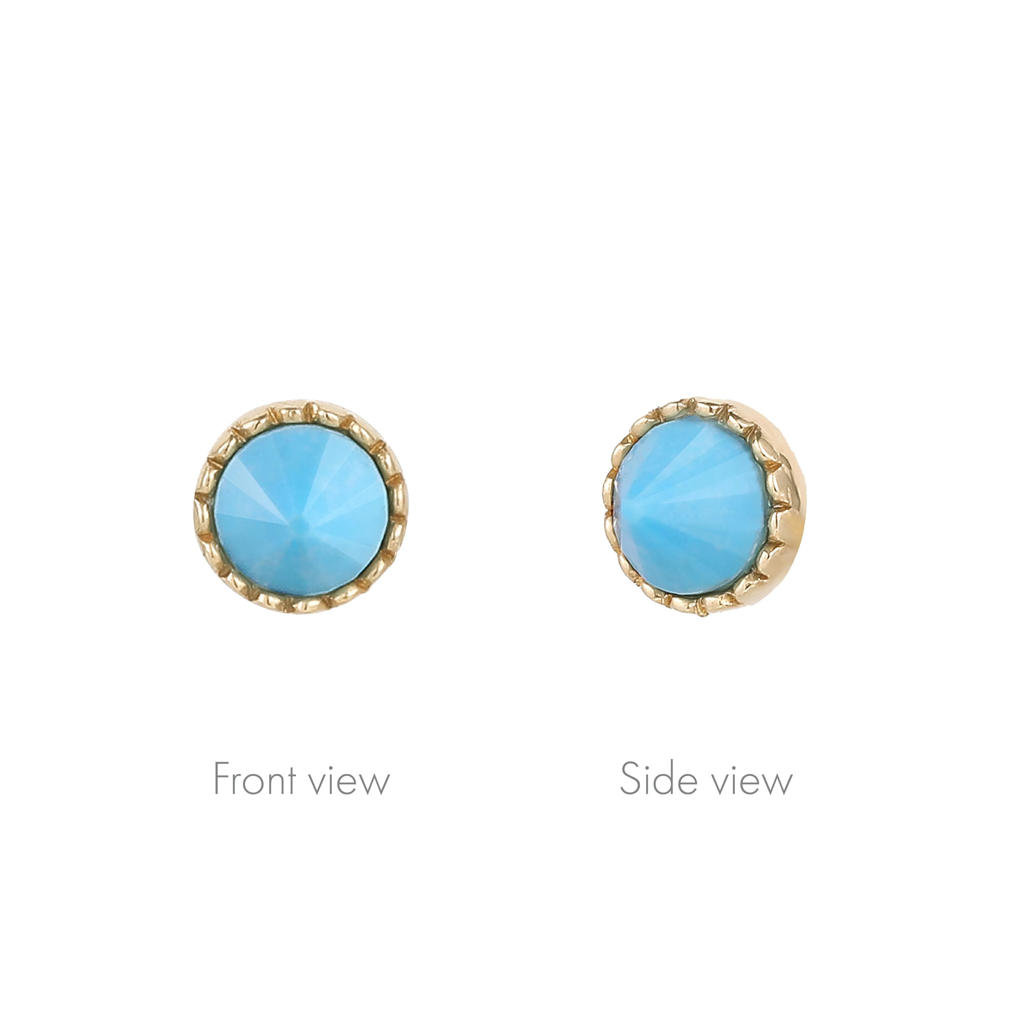 Round Accent Bezel Reverse Set - Turquoise - Threadless End