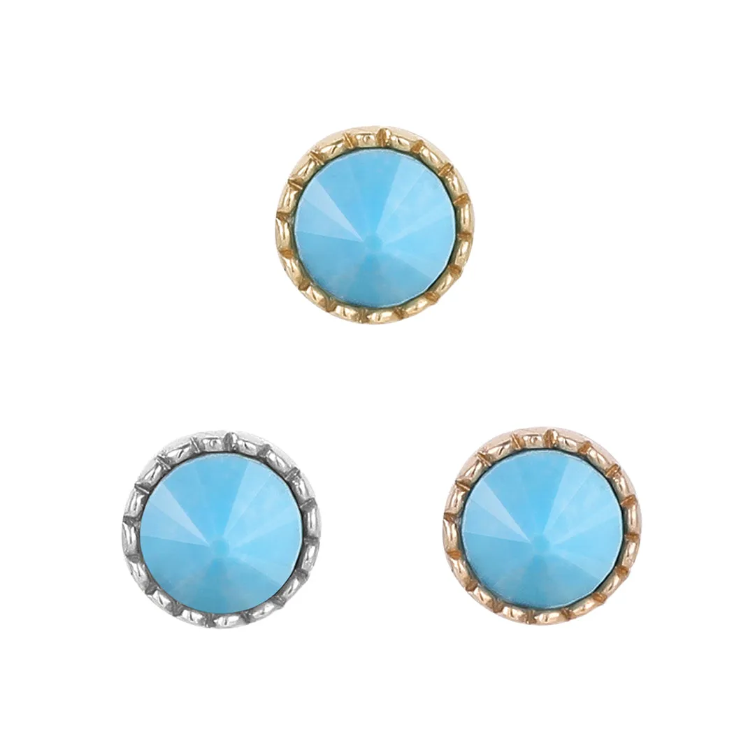 Round Accent Bezel Reverse Set - Turquoise - Threadless End