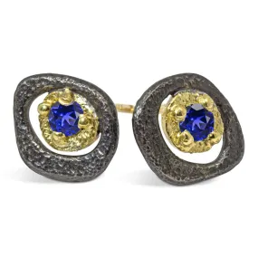 Sapphire Pebble Stud Earrings by Rona Fisher