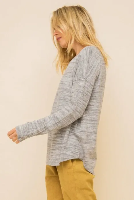 So Soft Snap Button Sleeve Dolman Top