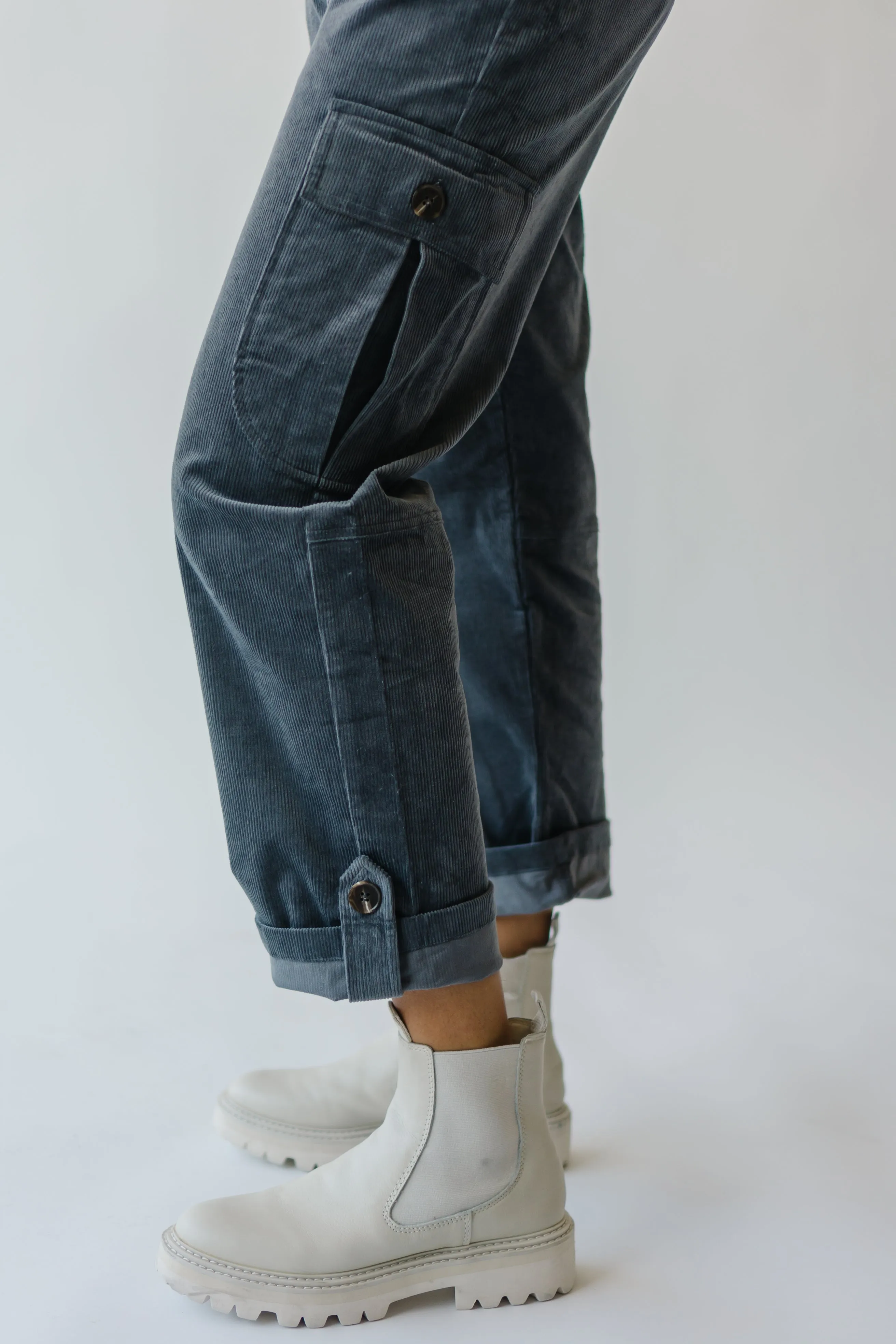 The Hamlin Belted Corduroy Pant in Grey