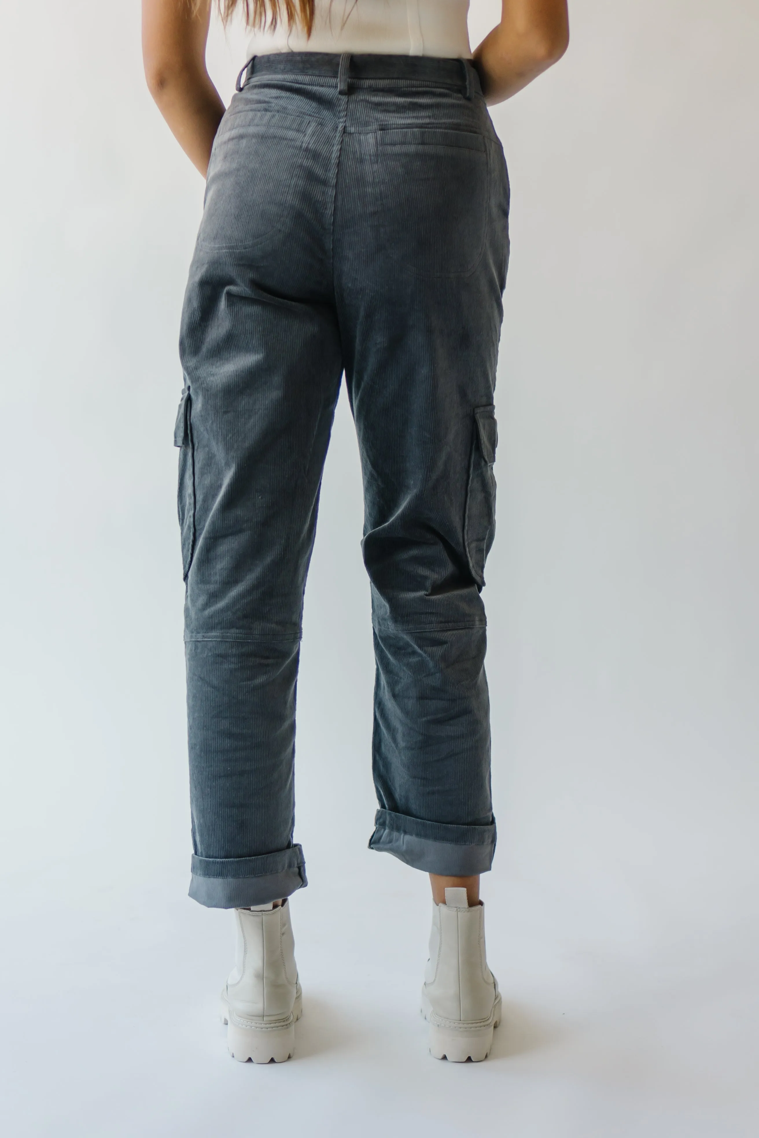 The Hamlin Belted Corduroy Pant in Grey